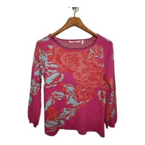 Soft Surroundings Pink and Blue Floral Sweater